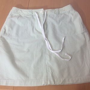 Talbots green and white seersucker striped skirt cotton